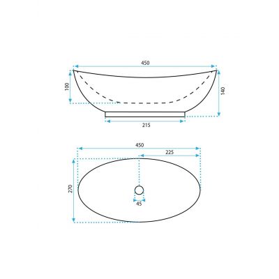 Rea Kate umywalka 45x27 cm owalna nablatowa biała REA-U6802