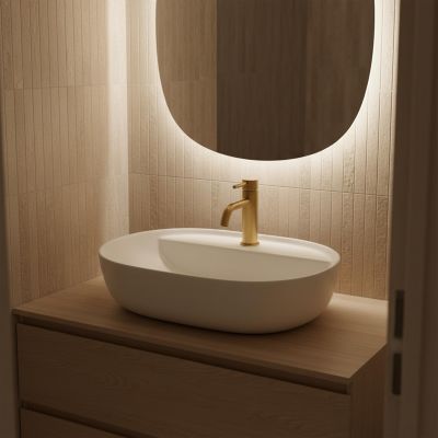 Rea Aura umywalka 50,5x38,5 cm owalna nablatowa biała REA-U7340