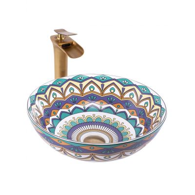 Rea Aztec umywalka 40x40 cm okrągła nablatowa multikolor REA-U7501