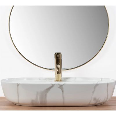 Rea Aura umywalka 60,5x40,5 cm owalna nablatowa szary/kamień REA-U8003