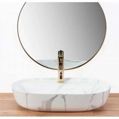 Rea Aura umywalka 60,5x40,5 cm owalna nablatowa szary/kamień REA-U8003