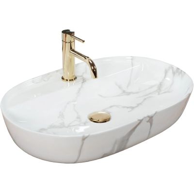 Rea Aura umywalka 60,5x40,5 cm owalna nablatowa szary/kamień REA-U8003