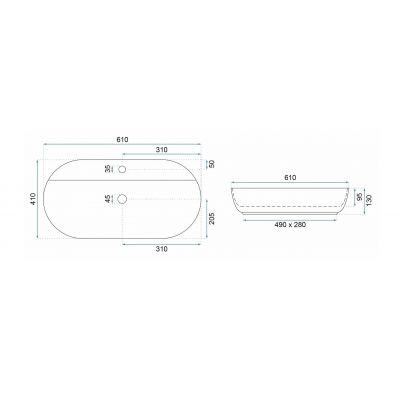 Rea Aura umywalka 60,5x40,5 cm owalna nablatowa szary/kamień REA-U8003