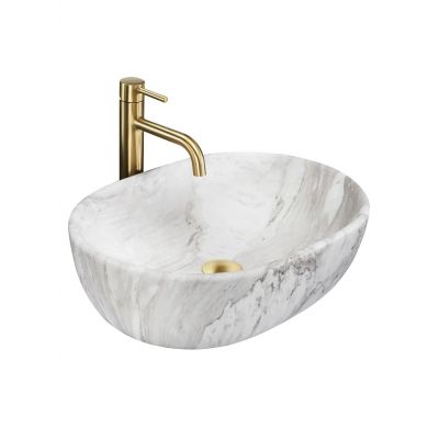 Rea Amelia umywalka 48x34,5 cm prostokątna nablatowa szary/kamień REA-U8489