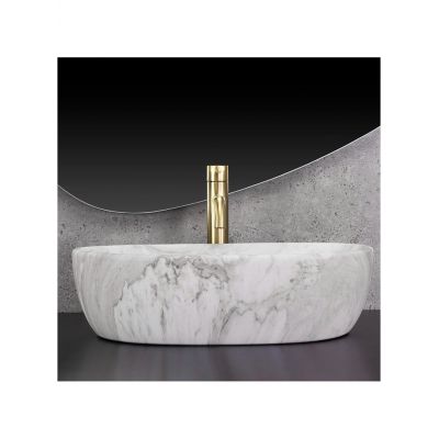 Rea Amelia umywalka 48x34,5 cm prostokątna nablatowa szary/kamień REA-U8489