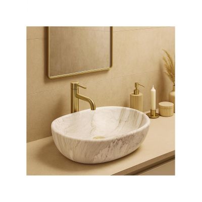 Rea Amelia umywalka 48x34,5 cm prostokątna nablatowa szary/kamień REA-U8489