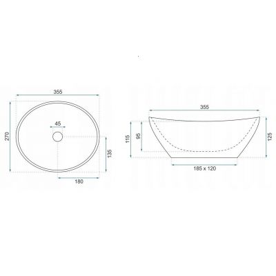 Rea Sofia Mini Cloudy umywalka 34x27 cm owalna nablatowa biała imitacja kamienia REA-U9236