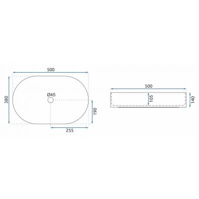 Rea Nadia Kashmir umywalka 50x38 cm owalna nablatowa kaszmir REA-U9241