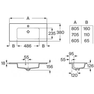 Roca Gap Pro umywalka 80,5x38 cm prostokątna meblowa biała A3279AA000