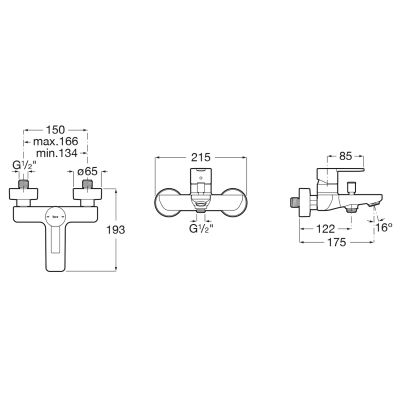 Roca Targa bateria wannowo-prysznicowa ścienna stal inox A5A025FSM0