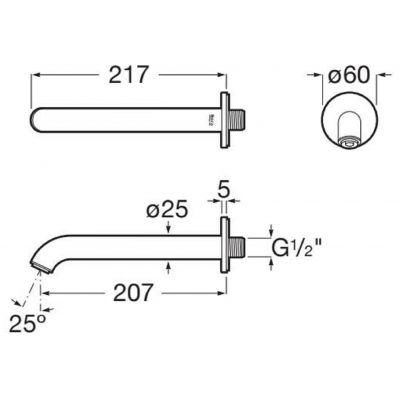 Roca Ona wylewka do baterii wannowej inox A5A089ESM0