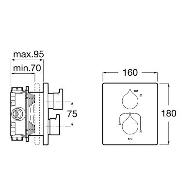 Roca Insignia bateria prysznicowa podtynkowa termostatyczna czarna A5A2C3ANM0
