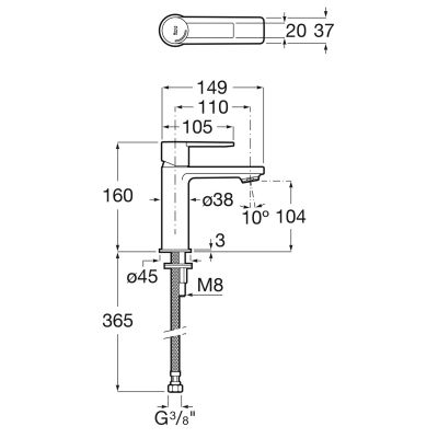 Roca Targa bateria umywalkowa stojąca stal inox A5A325FSM0