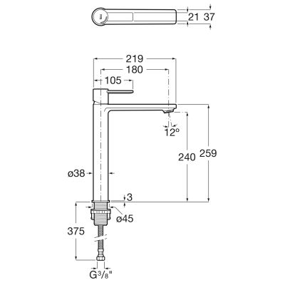Roca Targa bateria umywalkowa stojąca wysoka chrom A5A345FC00