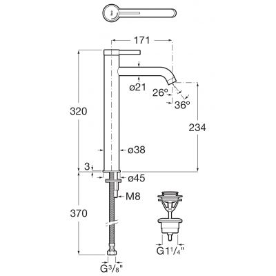Roca Ona bateria umywalkowa stojąca chrom A5A349EC00