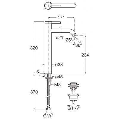 Roca Ona bateria umywalkowa stojąca czarna A5A349ECN0