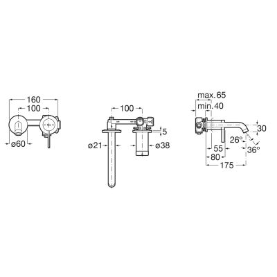 Roca Ona bateria umywalkowa podtynkowa Brushed Gold A5A359EVA0