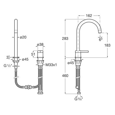 Roca Ona bateria umywalkowa stojąca biały mat A5A389EB00
