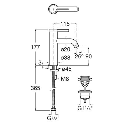 Roca Ona bateria umywalkowa stojąca Brushed Gold A5A3A9EVA0