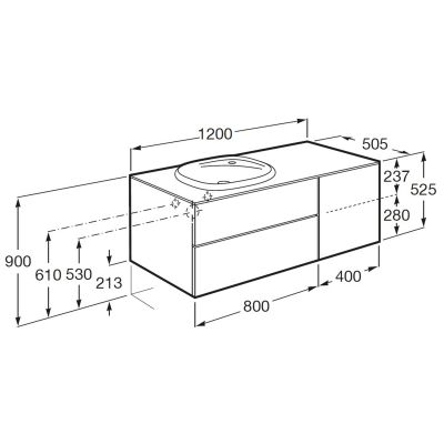 Roca Beyond Unik zestaw łazienkowy 140 cm umywalka z szafką lewa biały połysk A851393806
