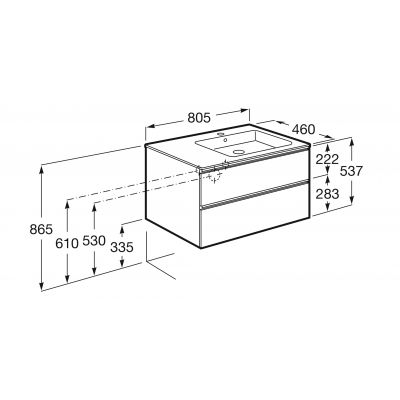 Roca Gap-N Unik zestaw łazienkowy 80 cm umywalka z szafką prawa antracyt połysk A851480153