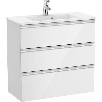 Roca Gap-N Compacto Unik zestaw łazienkowy 80 cm umywalka z szafką biały połysk A851499806