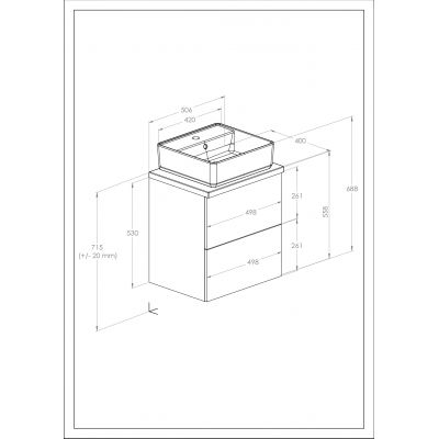 Roca Kwadro umywalka z szafką i blatem 50,6 cm białą A852450806