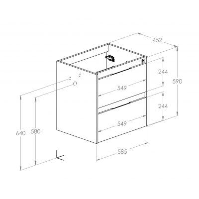 Roca Alpine szafka 45,2x58,5x59 cm podumywalkowa wisząca biała-czarna A857863606