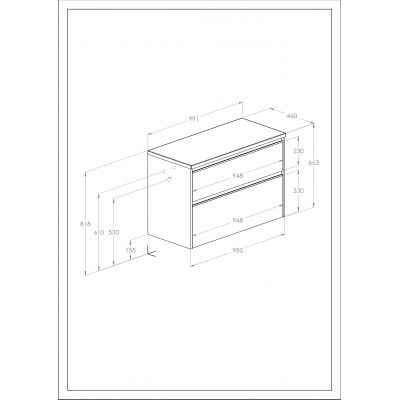 Roca Gap Pro szafka 98,5x46x66,3 cm podumywalkowa wisząca czarny mat A857901532