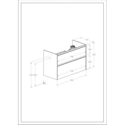 Roca Gap Pro szafka 98,5x45,1x63,5 cm podumywalkowa wisząca czarny mat A857903532