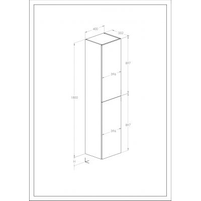 Roca Extra szafka 40x35,2x180 cm boczna wisząca biały połysk A857956806