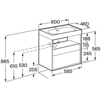 Roca Meridian szafka 60x46x56,5 cm podumywalkowa wisząca biała-dąb A858106607