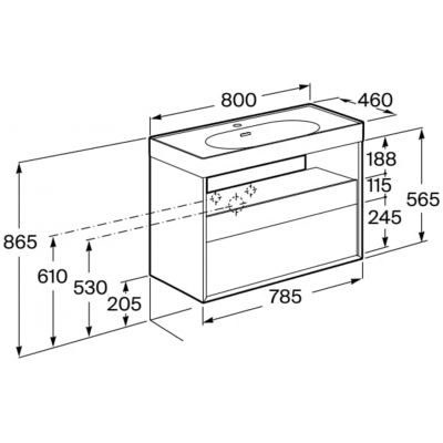 Roca Meridian szafka 80x46x56,5 cm podumywalkowa wisząca biała-dąb A858107607