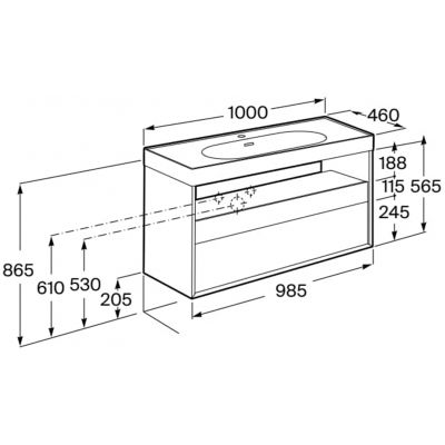 Roca Meridian szafka 100x46x56,5 cm podumywalkowa wisząca biała-dąb A858108607