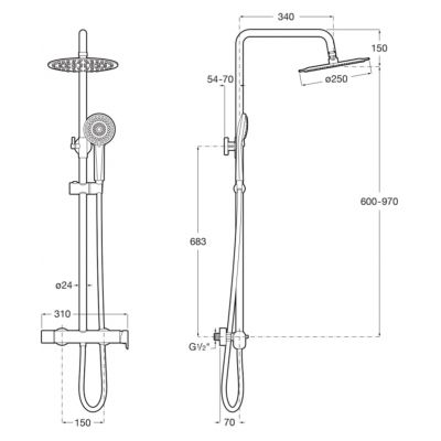 Roca Vega Plus zestaw prysznicowy ścienny z deszczownicą biały A5A9A6EB00