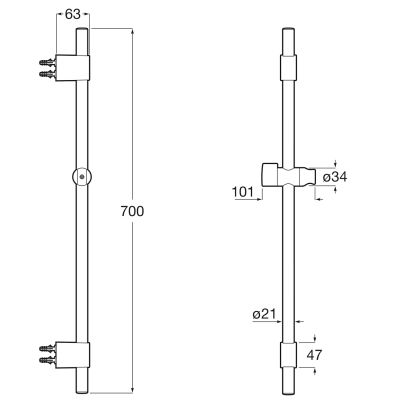 Roca Sensum drążek prysznicowy 70 cm czarny mat A5B0709NB0