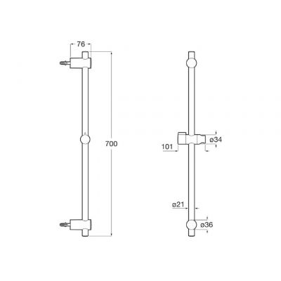 Roca Stella drążek prysznicowy 70 cm chrom A5B0713C00