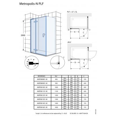 Roca Metropolis-N drzwi prysznicowe 110 cm uchylne chrom połysk/szkło przezroczyste AMP0811012M