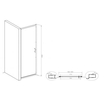 Roca Town-N drzwi prysznicowe 90 cm chrom/szkło przezroczyste AMP2709012M