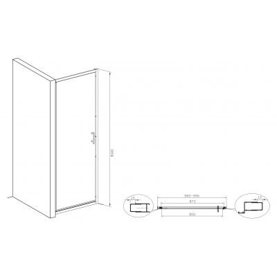 Roca Town-N drzwi prysznicowe 100 cm chrom/szkło przezroczyste AMP2710012M