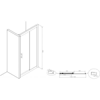Roca Town-N drzwi prysznicowe 120 cm chrom/szkło przezroczyste AMP2812012M
