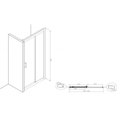 Roca Town-N drzwi prysznicowe 130 cm chrom/szkło przezroczyste AMP2813012M