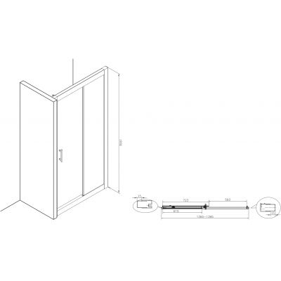 Roca Town-N drzwi prysznicowe 140 cm chrom/szkło przezroczyste AMP2814012M