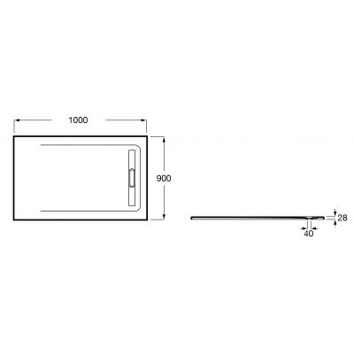 Roca Aquos brodzik 100x90 cm prostokątny kompozyt Stonex perłowy AP6013E838401630