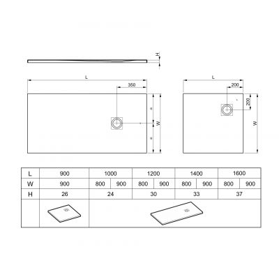 Roca Hebe brodzik prostokątny 120x90 cm cement AP7034B038401300