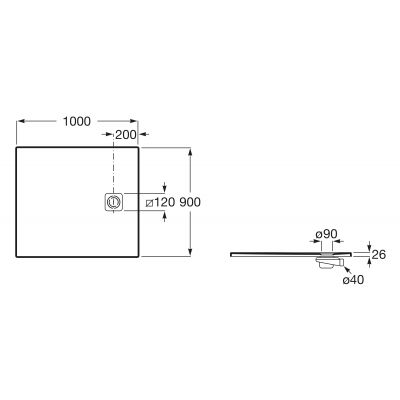 Roca Magma brodzik prostokątny 100x90 cm kompozyt Stonex kawowy APE013E838403660