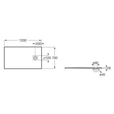 Roca Magma brodzik prostokątny 120x70 cm kompozyt Stonex onyx APE014B02BC03640