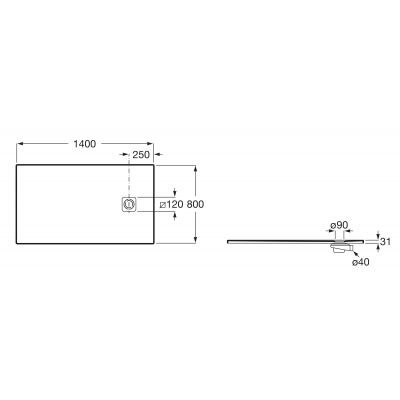 Roca Magma brodzik prostokątny 140x80 cm kompozyt Stonex onyx APE0157832003640