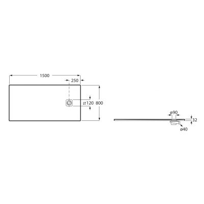 Roca Magma brodzik prostokątny 150x80 cm kompozyt Stonex biały APE015DC32003100