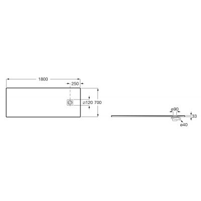 Roca Magma brodzik prostokątny 180x70 cm kompozyt Stonex kawowy APE017082BC03660